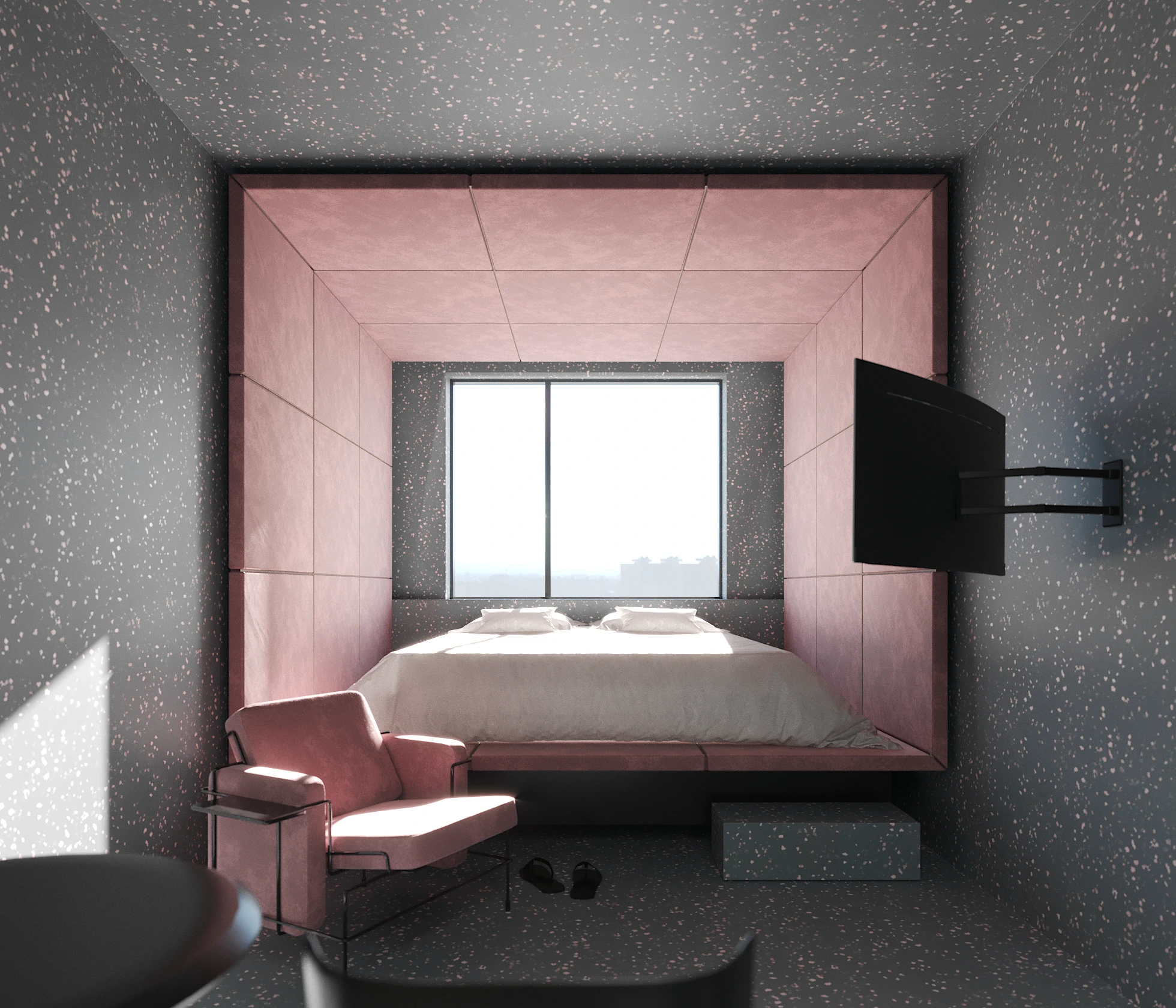 3D arhitektonska vizualizacija sobe hotela Panorama, Zagreb, render